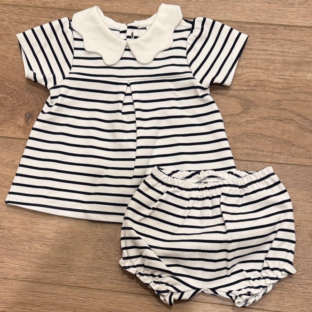 Janie and Jack Black and White Striped Diaper Cover Set